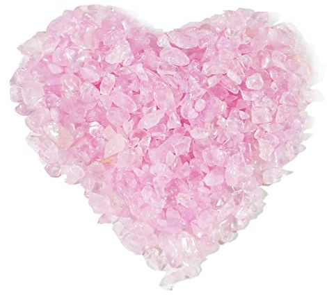 Soulnioi Rose Quartz Crystal Tumbled Chips Stone Natural Crystal Crushed Stones Irregular Bulk Gemstones 5-7mm 100g for DIY Garden Home Decorative