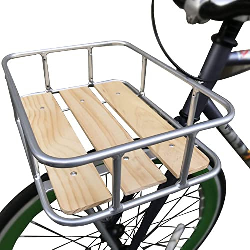 Sport Tent Front Rack Bicycle Front with Basket,Vintage Bike Pannier Rack Wooden Bicycle Front Carrier Holland Road Bike Accessories