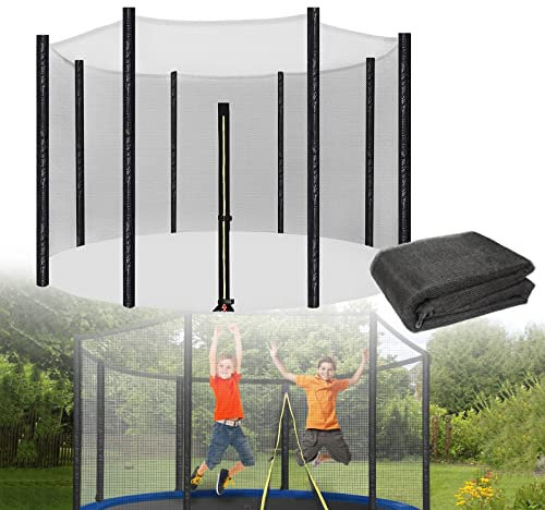 PRELGOSP Trampolin Netz 305 366 396 427 488 cm, Trampolin Ersatznetz für Gartentrampolin 6/8/12 Stangen, Trampolin Sicherheitsnetz mit ReißVerschluss Schnallen (Nur Schutznetz),10ft 6 Poles