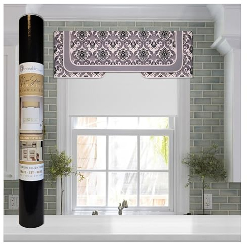 Traceable Designer No-Sew Straight Cornice Valance Kit, Patented No-Sew Trace-Cut-Hang Design Form for Precision Shaping Without a Sewing Machine, Creates Modern DIY Window Toppers, Fits Curtain Rods