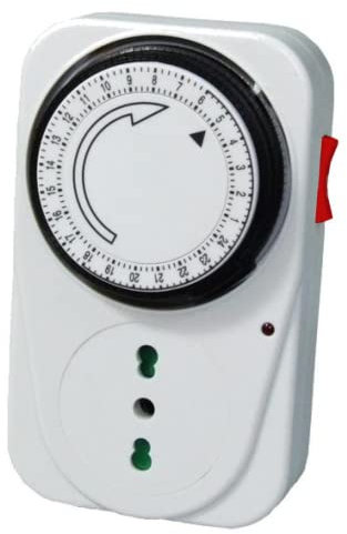 SQUADO - Presa Elettrica Temporizzata Timer 24 Ore Programmabile Presa di Corrente con Temporizzatore Regolabile Meccanico Giornaliero Spina Italiana Bianco