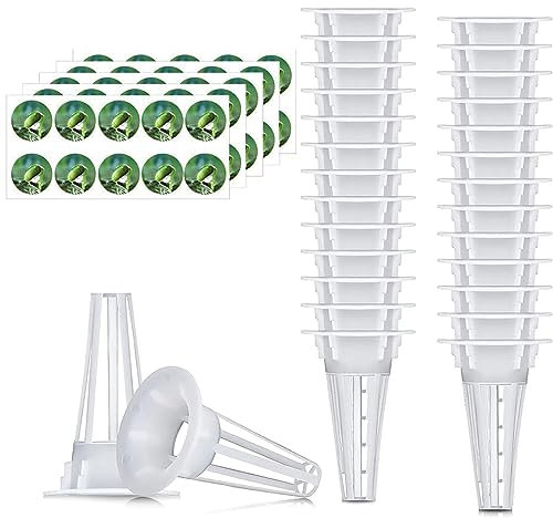XSEXO 100stk Hydroponische Anzuchtsysteme Kit, Einschließlich 50stk Hydroponische Pflanzkorb 50stk Etiketten für Pflanzen Hydrokultur Anbauset