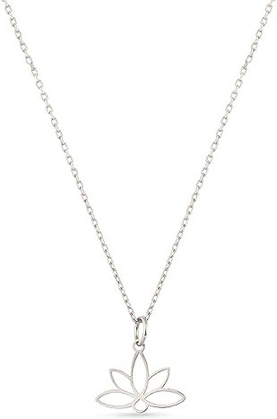 Einzelstück® Halskette mit Lotus Anhänger I 925 Sterling Silber I Zirkonia Steine I Antiallergen & Nickelfrei Silberkette (Lotus Halskette Silber)