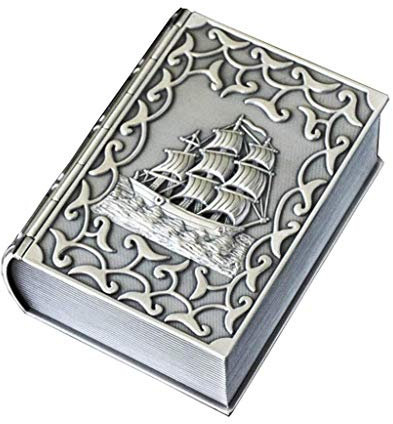 BONOOL Schmuckschatullen, kleine Retro-Schmuckschatulle, Schatztruhe, Schmucktruhe mit geschnitzter Segelboot-Schmuckschatulle für Damen