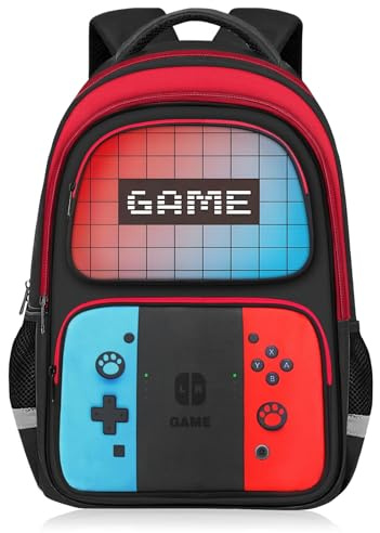 TILYTADLY School Backpack for Boys - HFHTDC Gamer Boys Backpack for Kids Children Teens Elementary Middle School - Students Bookbag Ages 6-18,17″ Video Game Bookbag Travel Back Pack