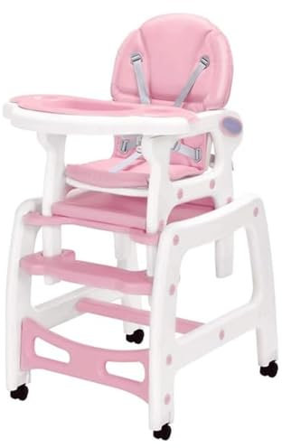 3 Modi Baby-Hochstuhl Rosa Multifunktions-Esszimmerstuhl für Kinder mit PU-Sitzkissen und Sicherheitsgurt Zuhause Baby-Esstischsitz