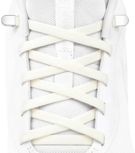 Stepace 2 Paar Elastische Schnürsenkel ohne Binden - 6mm Flache Gummibänder mit Kapselverschluss, Schnellschnürsystem für Sneaker & Sportschuhe, No Tie Laces Kinder Erwachsene Cremeweiß 120