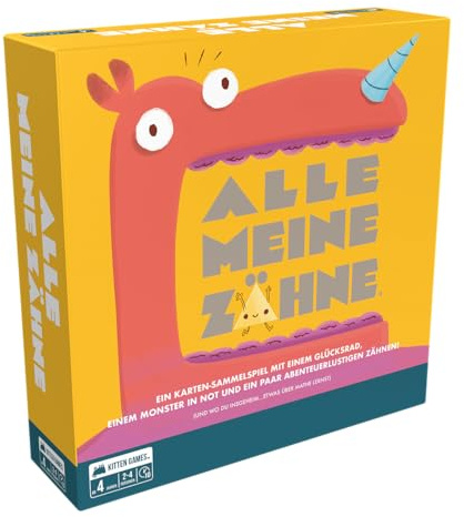 Exploding Kittens Alle Meine Zähne, 2–4 Personen, Alter 4+, Kinderspiel | Dreht das Rad, sammelt Zähne für euren Miff und trefft schnell lustige Entscheidungen. Fördert Zählen und kritisches Denken.