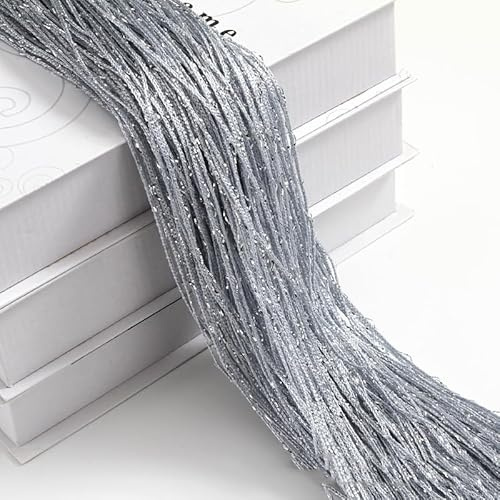 2 Stücke Fadengardinen 100 x 200 cm Fadenvorhang Türvorhang Fäden Fliegenvorhang Raumteiler Tür Vorhänge Hintergrundvorhang Seilvorhang Dekovorhang für Party Hochzeit Raumdekoration -Silber grau