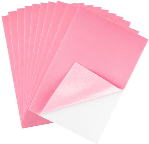 CHRORINE 10 hojas de fieltro rosa autoadhesivas de fieltro de 8 x 12 pulgadas, papel de fieltro para suministros de arte y manualidades
