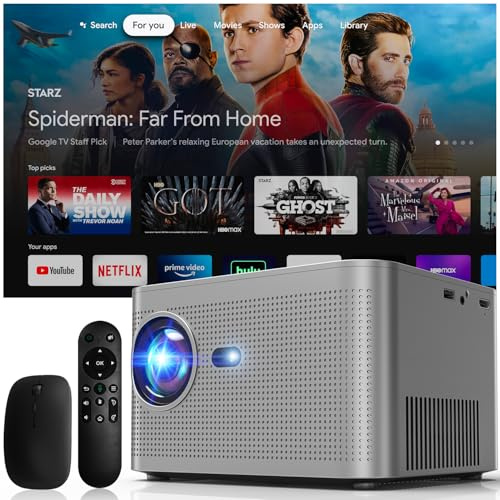 Gaimoo 4K Projector with WiFi and Bluetooth, 300'' Max 1080P Native, Dual Control with Mouse, HDMI/TV Stick/Smartphone/USB/PS5, Includes HDMI Cable & Mouse