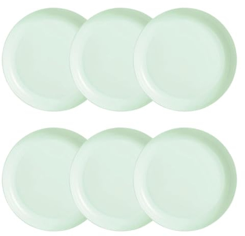 Luminarc Set de 6 platos Diwali Paradise de vidrio opal 29 cm | Verde, Vidrio opal, formato redondo, acabado brillo, 29 cm, 6 piezas, apilable, apto para microondas, apto para frigorífico