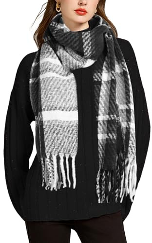 Comilaka Damen Schal Kariert Lange Winterschal Warm Tartan Streifen Plaid Schal für Herbst Winter