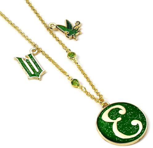 WICKED Elphaba Collier avec pendentif en forme d'icône « E » Vert et doré, One Size, Alliage de zinc : 93 % zinc + 3 % cuivre + 4 % aluminium, Sans pierre précieuse