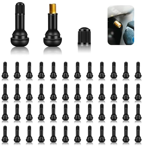50 Pz TR413 Valvole in Gomma Snap-in, TR413 Valvola per Pneumatici per Auto, Valvole per Pneumatici, Stelo Valvola Pneumatico in Gomma per Auto Moto(Nero)