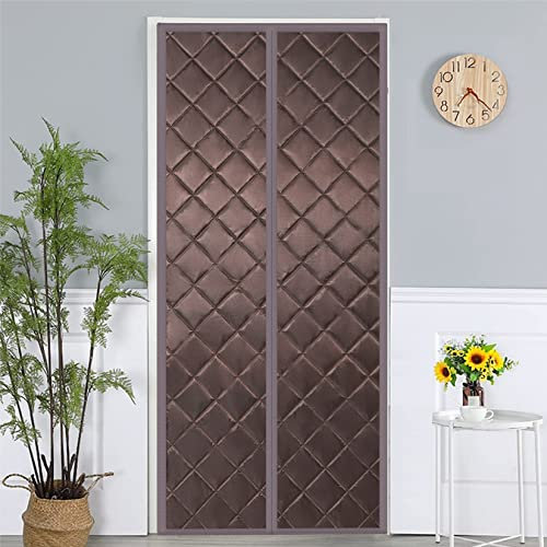 Rideau de porte d'hiver chaud 120 x 225 cm Isolation phonique Cloison pour balcon et porte de terrasse Marron