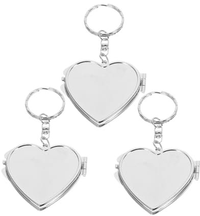 COLLBATH Schlüsselanhänger mit Klappspiegel aus Metall Herzform Taschenspiegel Schlüsselanhänger für Damen Mini-Spiegel- für Mädchen Mama Freundin