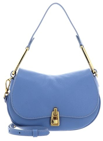 Coccinelle Leder Schultertasche Umhängetasche Magie Soft Shoulderbag Grained Leather Azul blau