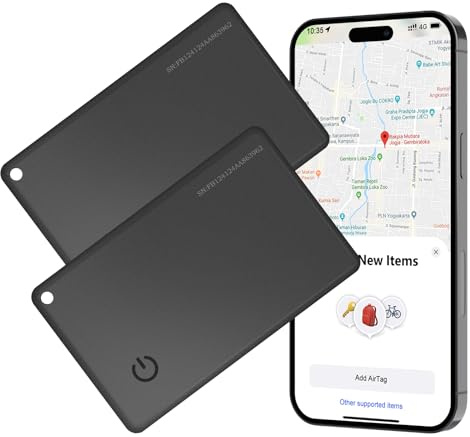 Suoxiom Pack de 2 tarjetas Air Tag Wallet Tracker Tarjetas, 1,6 mm de grosor, impermeables, Smart Bluetooth Tags Item Tracker Finder con cable de carga, compatible con Apple Find My , para maletas