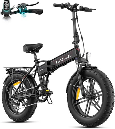 ENGWE EP-2 BOOST Folding Electric Bike,20‘×4.0’ Fat Tire 7-Speed Electric Bicycle 48V 13Ah Removable Battery, 50-120 km Range E-bike for Every Terrain & MTB & Beach & Snow (Black)