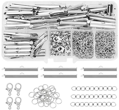 Mandala Crafts 30mm Stainless Steel Seed Bead Sliders Clasps for Jewelry Makings – 90 Slide Connectors Bars End Clasp Tubes Caps Finding