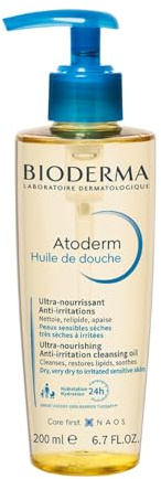 Bioderma Atoderm Shower Oil - Nourishing & Cleansing Body Wash, Hydrate, Soothe & Protect Dry & Sensitive Skin - with Glycerin & Niacinamides, 200ML