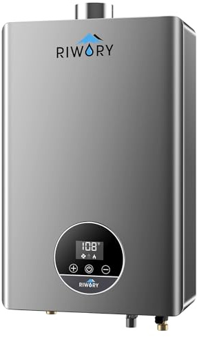 RIWORY 102000 BTU Tankless Water Heater Propane Indoor, Max 4.3 GPM Intelligent Constant Liquid Propane Whole House Instant Hot Water Heater with Freeze Protection, 3/4 NPT, for 3-4 Water Points