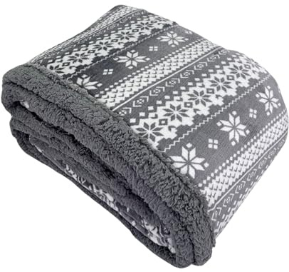 Tata Home Coperta Divano Matrimoniale Coperta Morbida Plaid Divano in Morbido e Caldo Pile Invernale Peloso in Fantasia Misura 200x230 cm Dis. Lapponia Colore Grigio