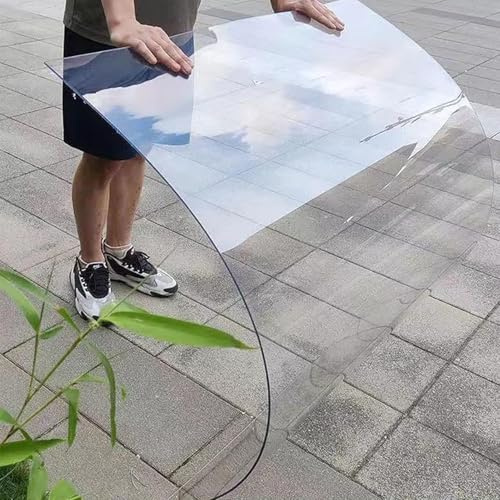 Pounjsd Polycarbonat Platte Für Gewächshäuser,Stoßfestes PC Endurance Board,Transparente Acrylglas Platten, Verkleidungspaneele, Garten,Vordächer,Fenster,Terrasse,Balkon,UV-Schutz,Schlagfest(0.6×8m)