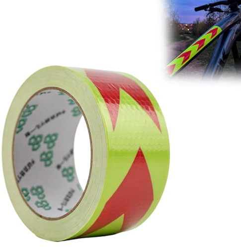 Heozhuyi Cinta Reflectante Adhesiva, 10 m x 5 cm Cinta Adhesiva Reflectante Verde y Rojo, Tira Reflectantes de Seguridad impermeable para exteriores, señalización de peligro, vehículos y bicicletas