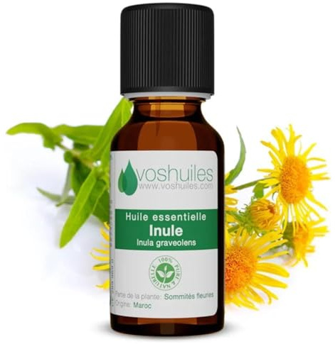 VOSHUILES - Huile Essentielle d'Inule Odorante - Extrait Précieux au Parfum Herbacé et Boisé - 100% Pure et Naturelle - Distillation des Sommités Fleuries - 2ml