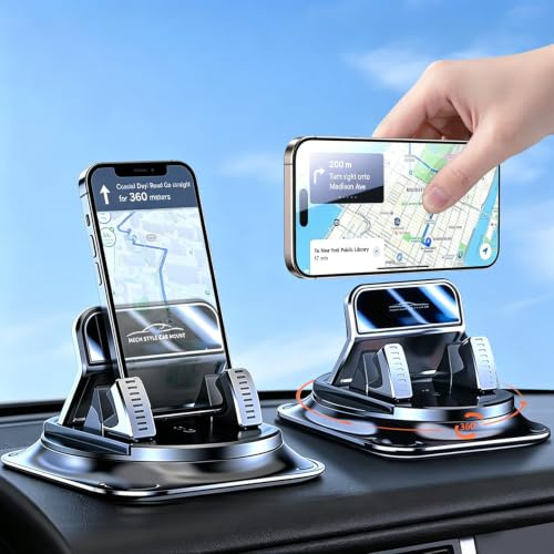 Generisch 360-Grad-Drehbarer Handyhalter fürs Auto mit Anti-Rutsch-Grips und einhändiger Bedienung, Verstellbarer Federklemme, kompatibel mit iPhone, Samsung und Allen Smartphones