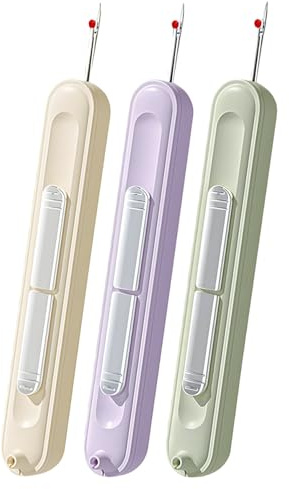3 Pcs 2 en 1 Enhebrador de Agujas Descosedor, Descosedor Elástico Para Coser, Herramienta Para Quitar Hilos a Mano, Tejer, Acolchado, Punto de Cruz, Bordar y Quitar Hilos