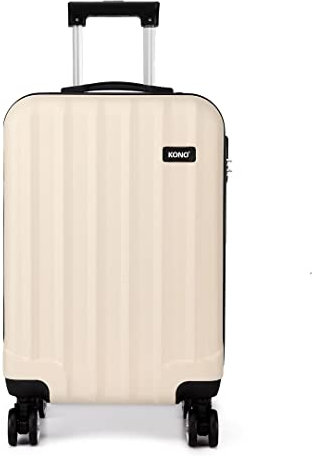 KONO Koffer Trolley Groß Hartschale ABS Reisekoffer Rollkoffer Suitcase (Beige, XL)