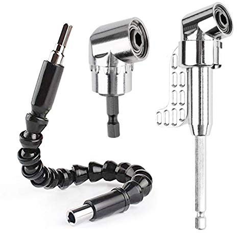 ZFYQ Taladro de ángulo recto, 105 °Extensión ángulo de 1/4 de pulgada de 6 mm hexagonal Broca de destornillador de socket adaptador de portabrocas