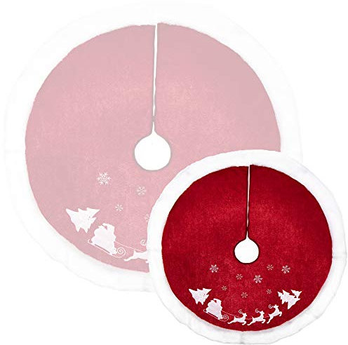 COM-FOUR® Premium Weihnachtsbaumdecke zum Schutz vor Tannennadeln - runde Christbaumdecke für den Lichterbaum - Unterlage mit Weihnachtsmotiv für Geschenke und Dekoration