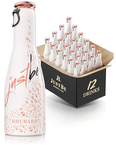 JustBe Rhubarb | Piccolo Wein-Cocktail I Rhabarber + Erdbeere Mix Aperitif (Rhubarb, 12 x 0,2l)