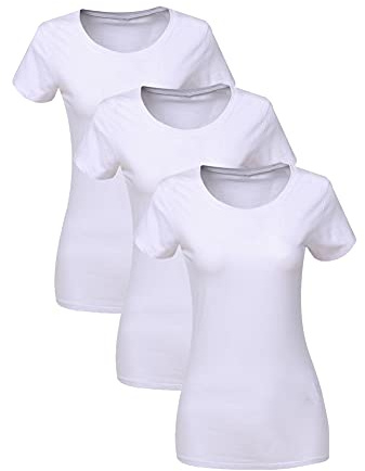 LiKing Damen T-Shirt Baumwolle Kurzarm Basic Sommer Rundhals T-Shirts Oberteile Top Bluse 1/3er Pack 6101