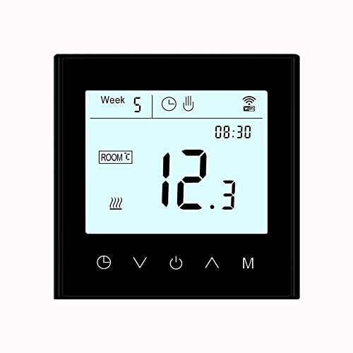 MincoHome Programmable WiFi Thermostat Touch Screen Tuya Smart Temperature Controller for Electric/Water/Gas Boiler Warm Floor Heating Controller (Black Water Heating)