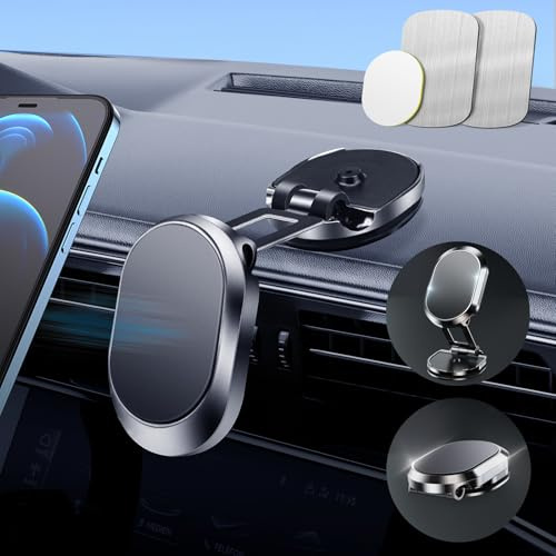 Qianyou Soporte Móvil Coche Imán, 360° Rotación Magnético Universal para Teléfono, Sujeta Salpicadero, Regalo Dia de la Madre, Accesorios Coche Compatibles para iPhone 16e 16 Pro MAX 15 14, Samsung