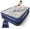 KAYMAN Double Queen Airbed with a Built-in Electric Pump, 3 Minutes Rapid Inflation Air Mattress, Integrated Pillow, Patch included