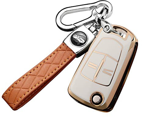 ontto Autoschlüssel Hülle Schlüsselhülle Cover Passt für Opel Corsa C D Astra Vectra Zafira Sigum Omega Tigra Insignia Agila Fernbedienung Schlüsselanhänger TPU Schutzhülle Schlüsseletui-Weiß