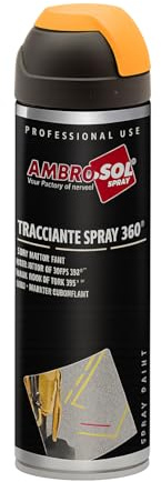 VIRSUS 1 Bomboletta Vernice spray Tracciante Maker da 500ml con valvola a 360° per Uso Professionale e Domestico, per Asfalti, Muri e Legno, Essiccazione Rapida (arancio fluorescente) - F