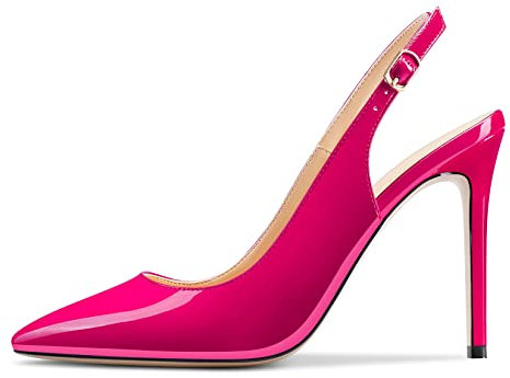 Saekcted Donna Alto High Tacco Heel Spillo Slingback Pumps Sexy Clear Cinturino alla Caviglia 10 CM Heels Sandali Feste Scarpe Magenta Rosso 44 EU