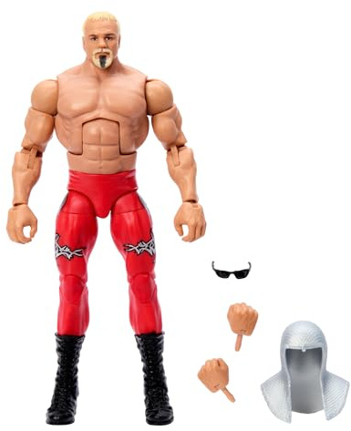 Mattel WWE Elite-Actionfigur und Zubehörteile, ca. 15 cm große Scott Steiner-Sammelfigur mit 25 Bewegungspunkten, lebensechtem Aussehen und austauschbaren Händen HTX19