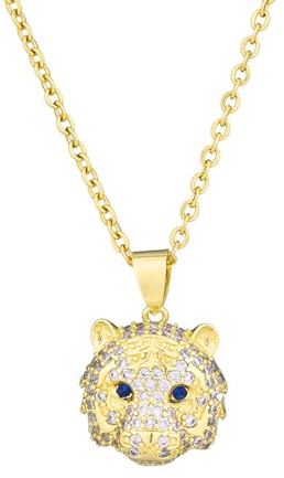 VALKEM Accessoires für Damen und Herren Sternzeichen Tiger Anhänger Halskette Ohrringe Duo Set einfache Damen Mode Kette Schmuck Hochzeitstag, Valentinstag, Weihnachten Geburtstagsgeschenk
