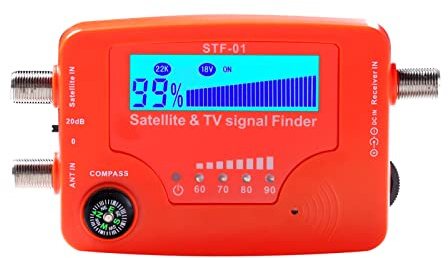 Buscador de señal de satélite y TV 2 en 1 LCD digital buscador de satélite portátil antena de TV medidor de fuerza de señal medidor de señal Fg con brújula alarma zumbador