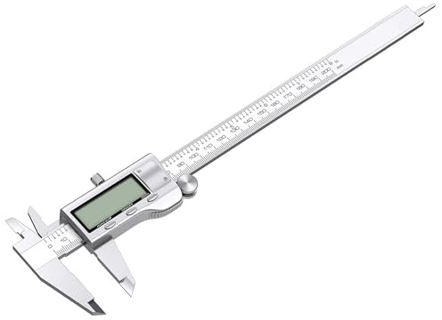 Bolwins B33CS digitala skjutmått i rostfritt stål, exakta 200 mm mätverktyg med 8 tums LCD-skärm. Dammtät för hushåll och industri. Större skärm för enkla mätningar. Med ersättningsbatteri