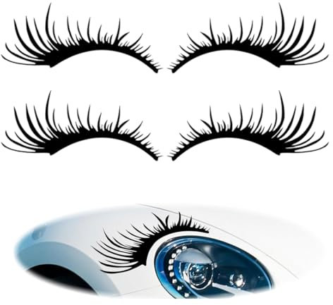 QEQSHQO Autocollant Pour Voiture, 4 pièces, Décoratif Auto-Styling, Cils Sticker, Décor Autocollant, Autocollant De Pare-Chocs Amovible, Autocollant De Carrosserie Décoratif, Style De Voiture