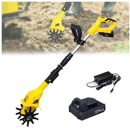SUZLAZYR Motozappa e coltivatore da Giardino elettrici Senza Fili, Motozappa per Giardini, 4 - 6,7 profondità di Lavorazione agricola, 250 Giri/min